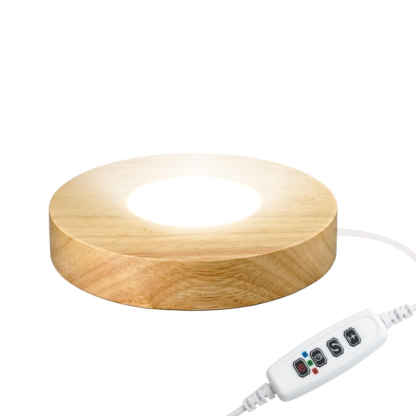 FuoiCorn Wood LED Light Base for Crystal Glass Art,Auto Timer