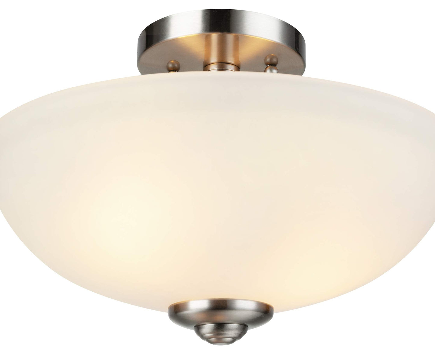 Globe Electric 61025 Vienna 2-Light Semi-Flush Mount, Brushed Nickel, Frosted Glass Shade, Bulb Not Included