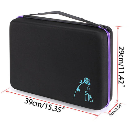 Hipiwe 108 Essential Oils Carrying Case Holds 5ml, 10ml, 15ml Bottles Hard Shell Exterior EVA Essential Oils Storage Organzier Bag with Foam Insert and Carrying Handle (Black+Purple 108)