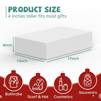 EVERECO 14 Large Gift Boxes with Lids for Presents - 17x11x4 Inches Extra Deep White Shirt Boxes, Christmas Wrapping for Robes, Sweaters, Clothing, Perfect Holiday Gift Box Set