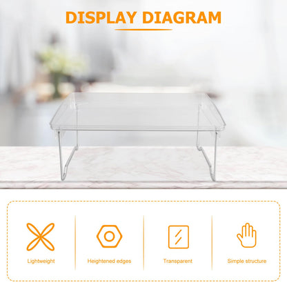 UPKOCH Folding Desktop Storage Rack 11.65X8.26X6.29In Clear Acrylic Countertop Organizer for Kitchen Bathroom Office Multi-Purpose Storage Stand with Raised Edges