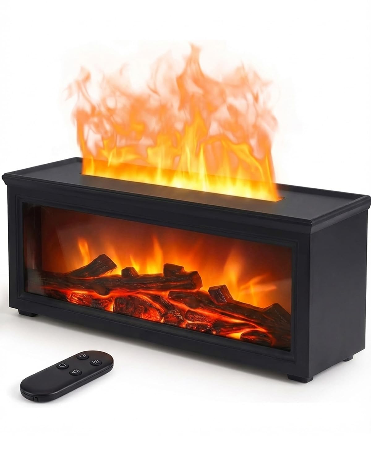 Essential Oil Diffuser, 7-Color Fireplace Fire Flame Aromatherapy Humidifier, 280ml Ultrasonic Aroma Diffuser, Cozy with Time Sets and Remote Control for Bedroom Home Yoga Office