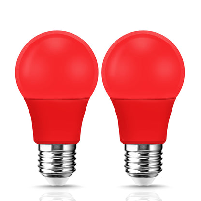 EvaStary Red LED Light Bulb 60W Equivalent, A19 E26 Base, 9W for Halloween, Christmas Decoration, Party, Bars, Porch Lights, Holiday Mood Lighting, Pack of 2