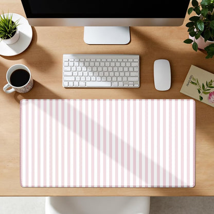 ohisxiacy Light Pink Striped Desk Mat Cute Pastel XXL Large Gaming Mouse Pad Desk Pad Kawaii Cozy Aesthetic Keyboard Laptop Computer Mat Home Office Decor for Women