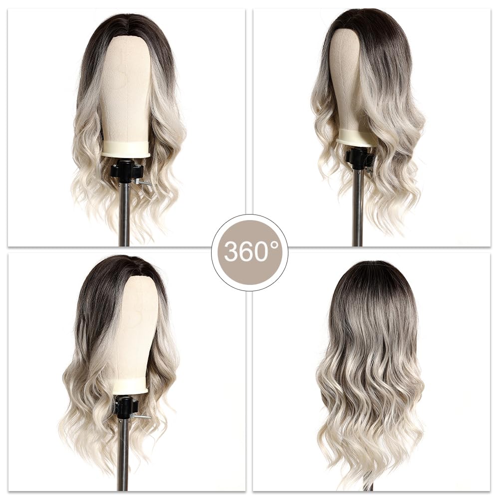 Esmee Long Wavy Ombre Brown to Blonde Wigs for Women Synthetic Hair Heat Resistant Ombre Wig for Daily Party Cosplay Use-24Inches
