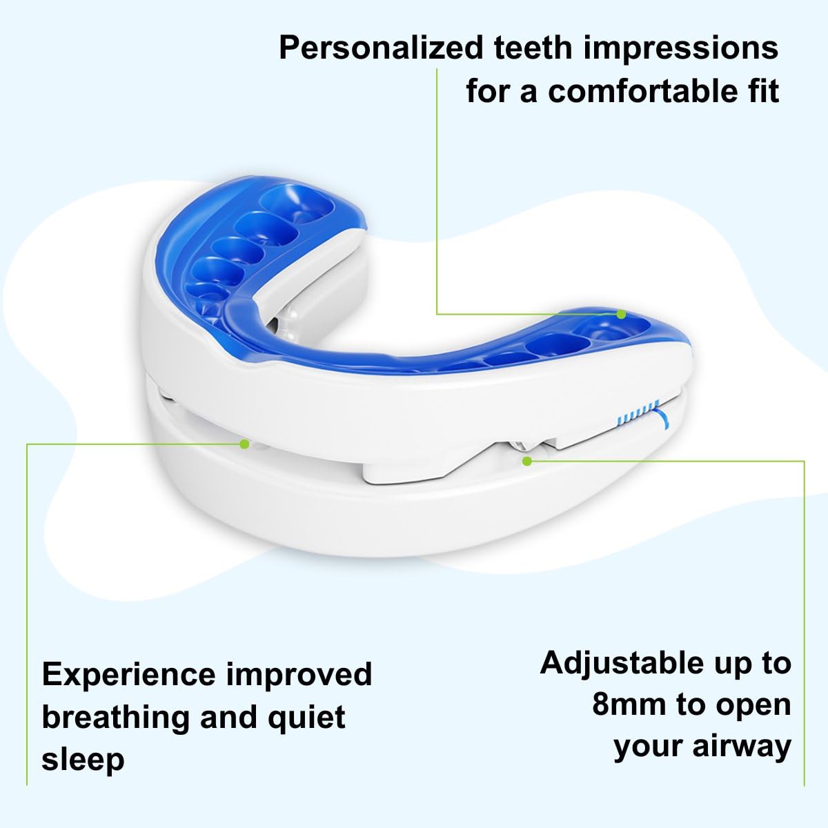 VitalSleep Anti-Snoring Mouthpiece, Comfortable & Adjustable Snore Guard, Quiets Snoring, USA Made, BPA Free & FDA Cleared Anti-Snore Device – Men’s Size
