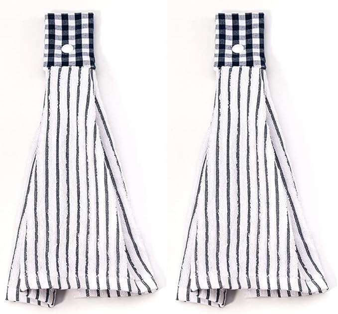 2 Pcs Kitchen Cotton Classical Striped Towel/Absorbent Towel/Hanging
