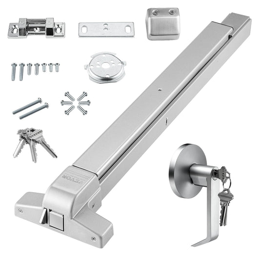 VEVOR Door Push Bar Panic Exit Device, 28” Stainless Steel Commercial Emergency Exit Door Push Bar with Exterior Lever and 3 Keys, Emergency Exit Door Hardware for 28"-41" Metal Wood Door
