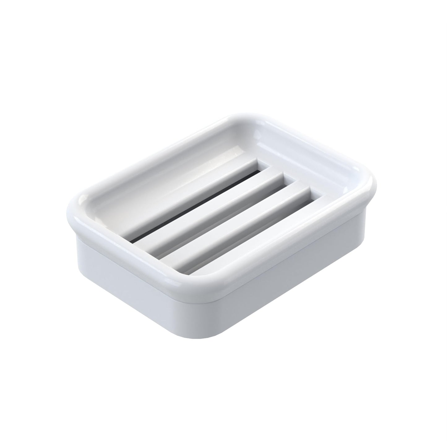 QUARZERRA 2-Piece Composite Granite Soap Dish for Shower - Elegant Stone-Look Bar Soap Holder with Strainer - Durable & Non-Porous Soap Tray for Bathroom and Kitchen Sink, Easy Clean (White)