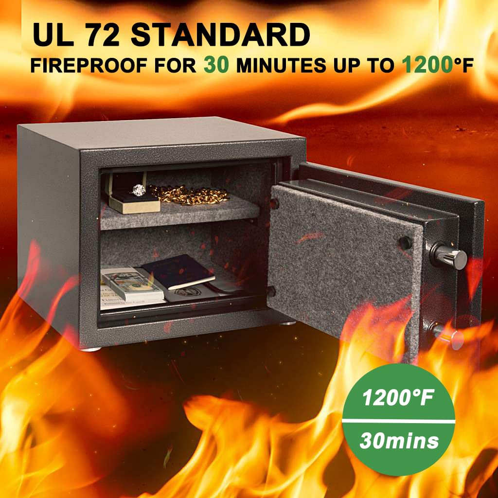 ISLANDSAFE 1200°F Fireproof and Waterproof Digital Safe Box, Digital Fire Proof Safe with 3 Spoke Detachable Handle, Personal Safe for Home Office Money Gun (2.16Cubic Feet Black)