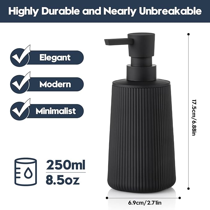 Small Soap Dispenser for Bathroom and Kitchen, Modern Farmhouse Striped Style