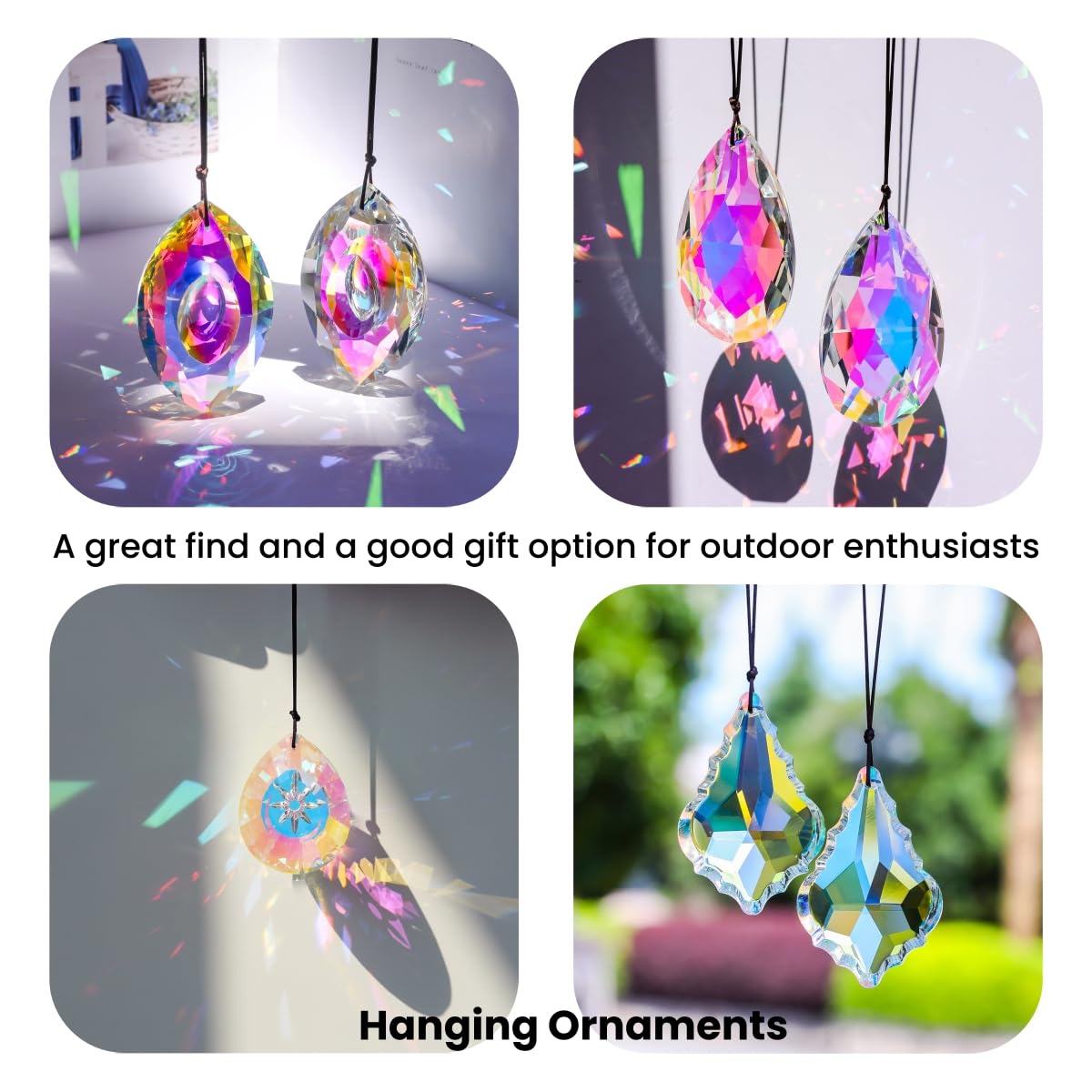 5Pcs 3-inch Crystal Sun Catcher Prisms for Windows Garden Patio,AB Colored Hanging Suncatchers with Glass Prism Rainbow Maker Ideal