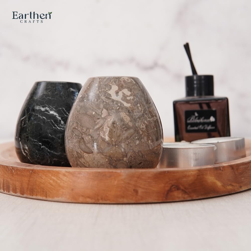 Earthen Crafts Marble Salt and Pepper Shakers Set of 2, Oceanic & Black