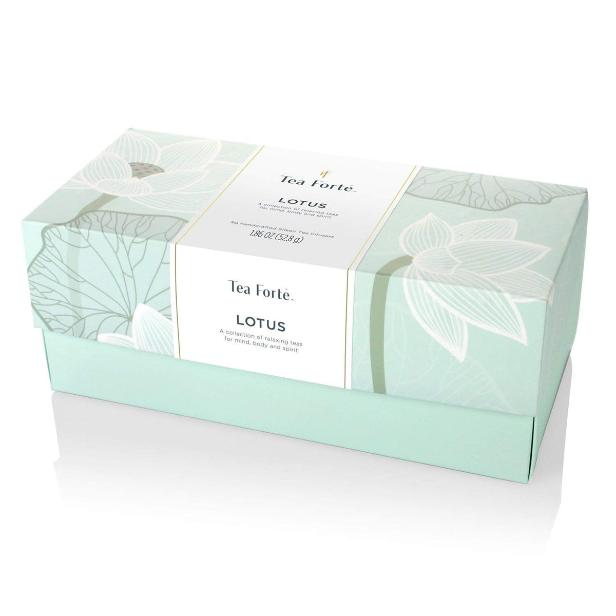Tea Forte Premium Presentation Box Gift Set Sampler, 20 Count, Assorted Blends Individually Wrapped Handcrafted Pyramid Infuser Bags, Lotus Tea
