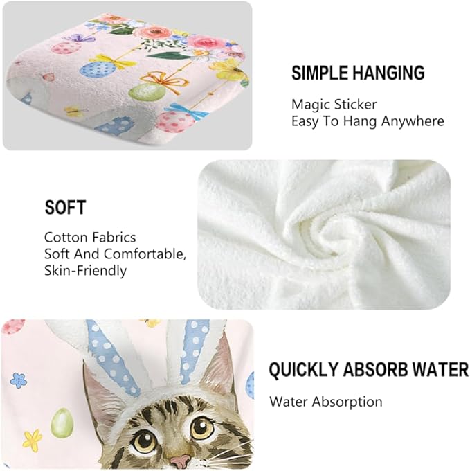 Easter Hand Towels, 28.7X 13.7 Inch Floral Spring Towels Soft Decorative Easter