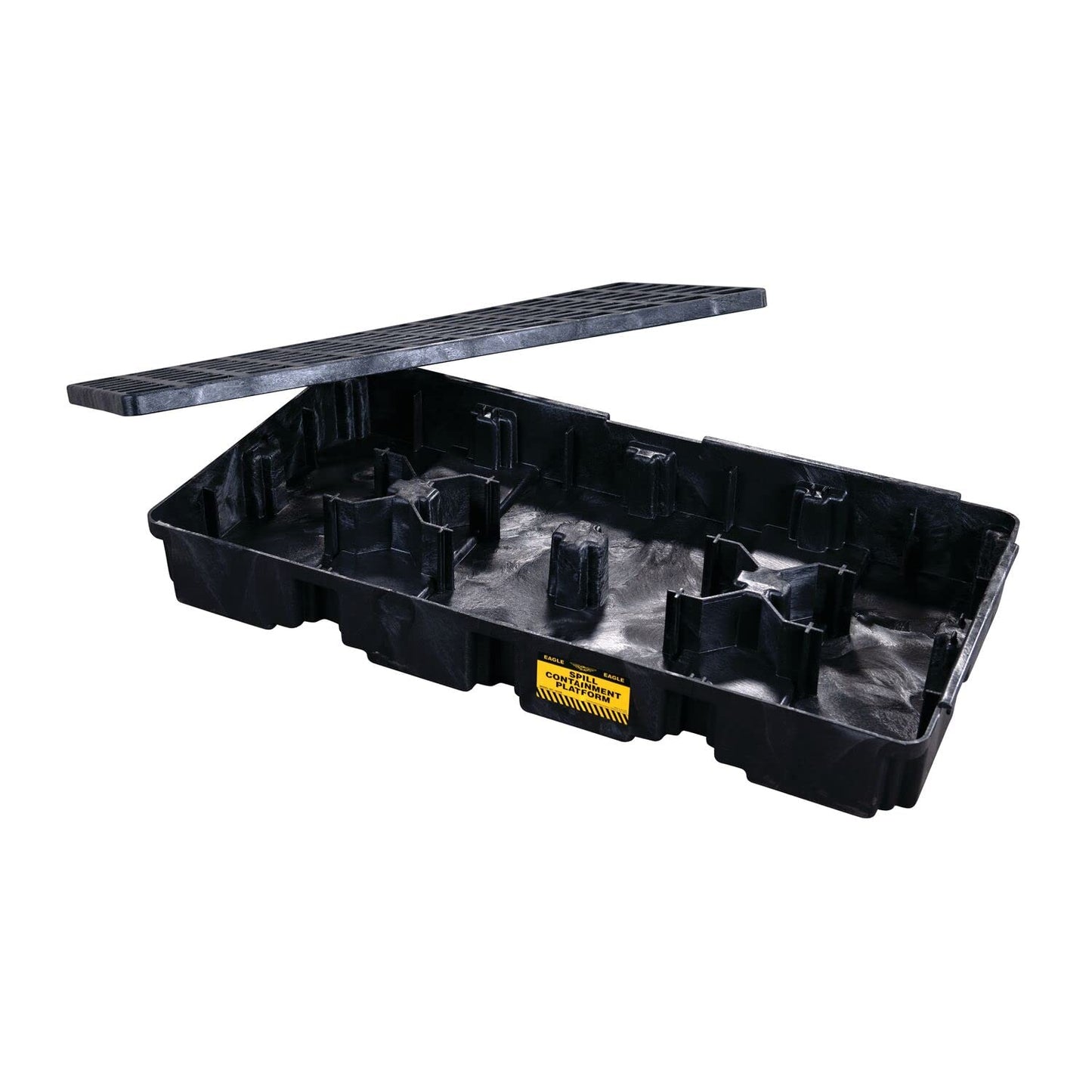Eagle 2 Drum Spill Platform with Forklift Pockets, 26.25"x51"x6.5", 30 Gallon Sump, 5,000 lbs. Load Capacity Containment Tray, Made in USA, Black, 1632B