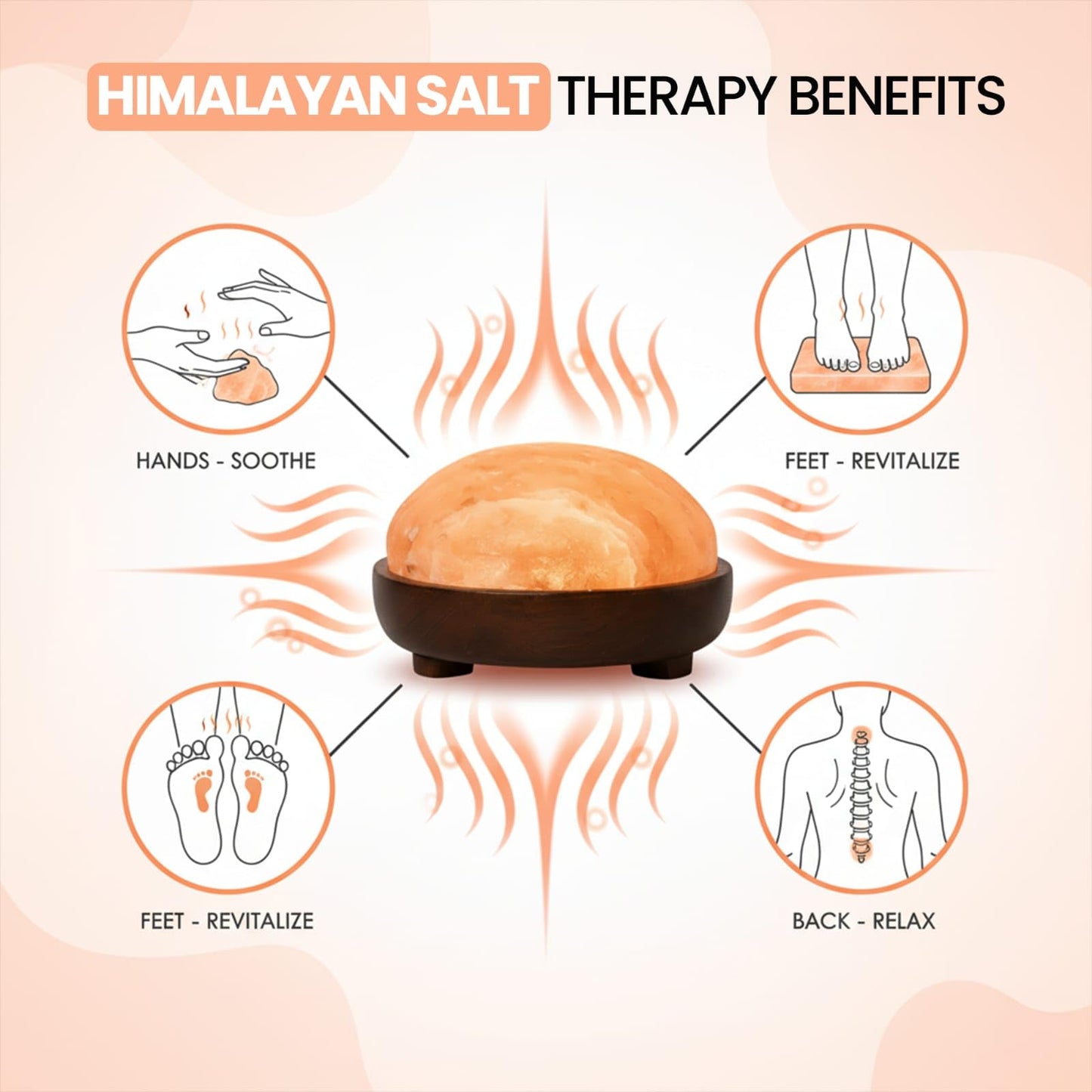 SAF Naturals Himalayan Natural Salt Lamp Dome Shape for Foot & Hand Relaxation, with Dimmer