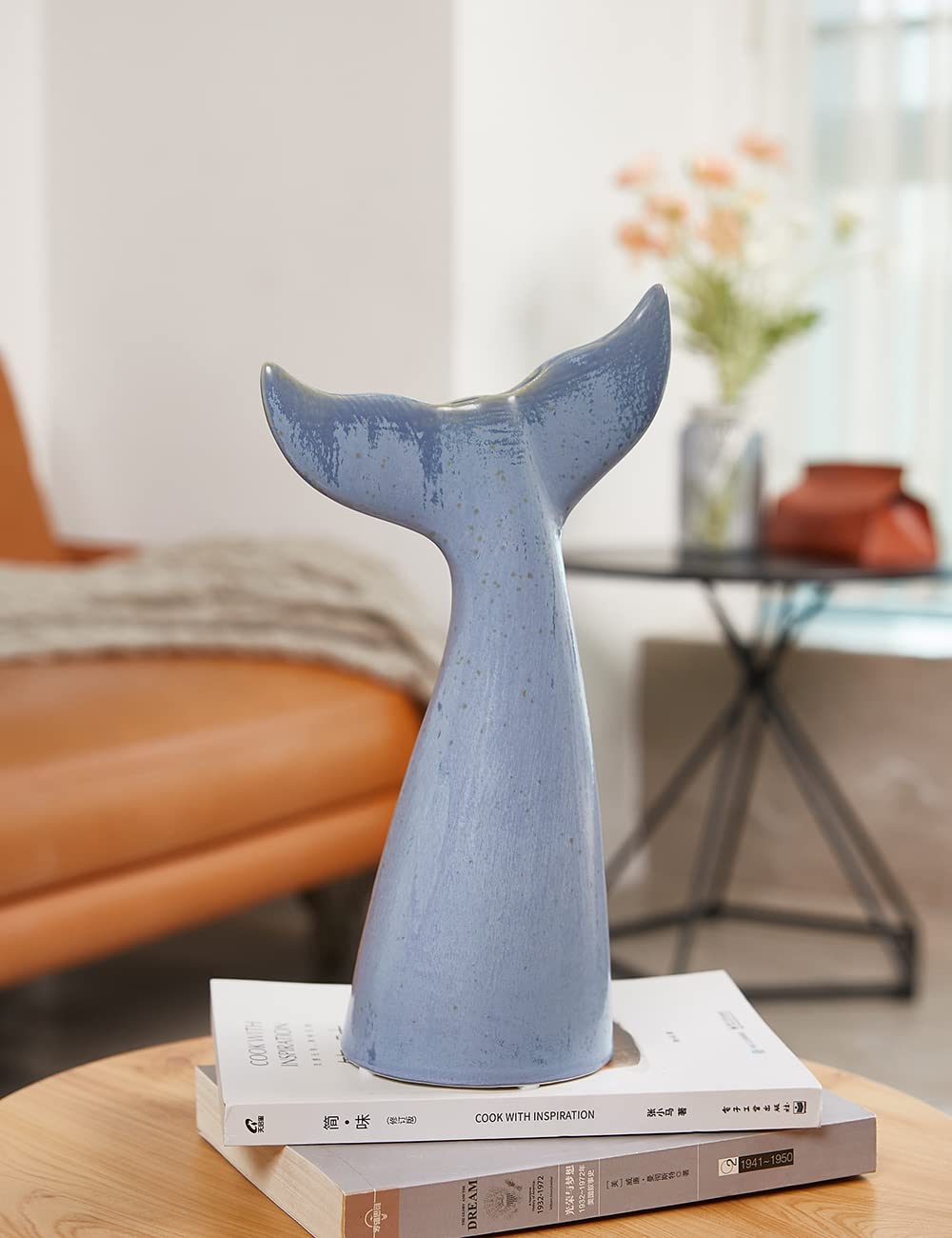 SEINHIJO Ceramic Flower Vase Modern Decor Sculpture Ocean Figurine Statue Table Centerpiece Art for Home Office Gift 8.3 Inch