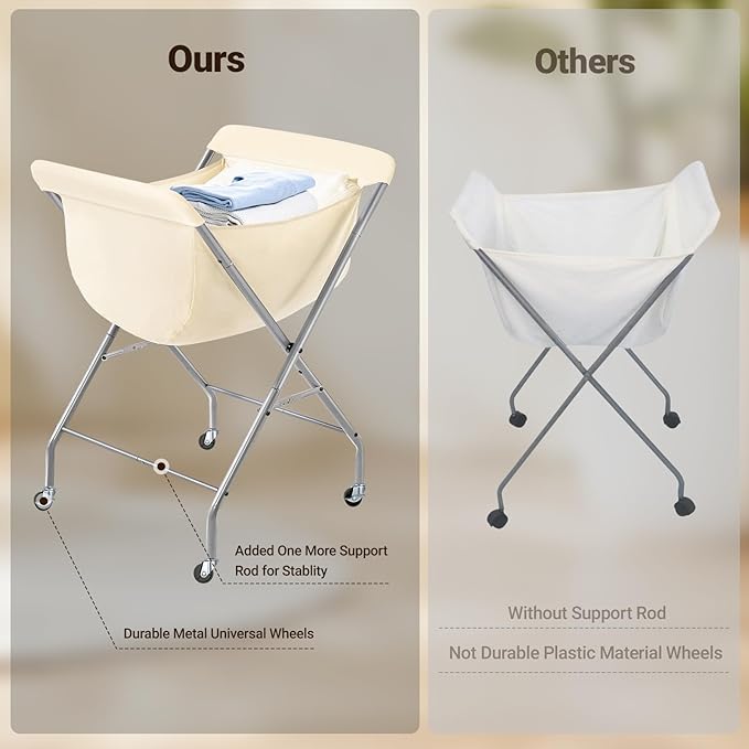 ELYKEN Laundry Cart with Wheels, 33”H Easy Rolling Laundry Hamper with