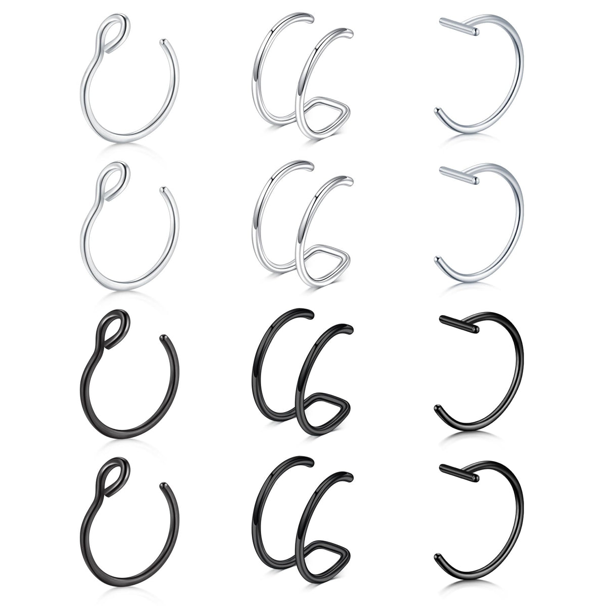 JFORYOU FORYOU Fake Nose Ring Fake Nose Piercing Fake Nose Hoop Rings for Women Faux Nose Piercing Clip on No Pierced Non Piercing Faux Body Piercing Jewelry for Women Men