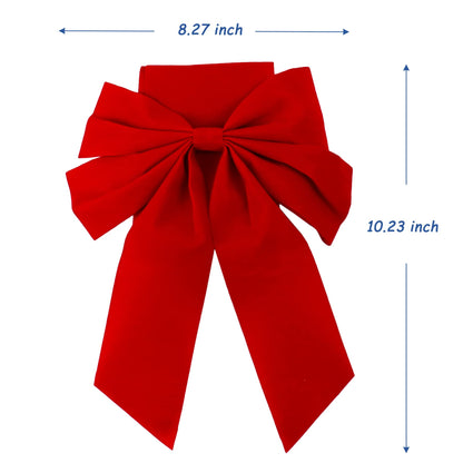 Cabinet Door Festive Ribbons and Bows Decoration Christmas Wreath Bow for Christmas Tree Fireplace Door Party Holidays Wrapping Decorations (4, Red Velvet)
