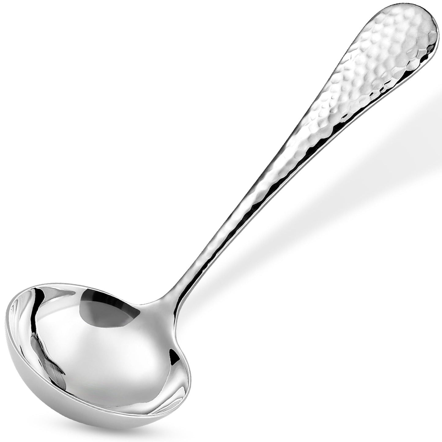 KEAWELL Premium 7.3" Hammered Gravy Ladle – 18/10 Stainless Steel – Exquisite Blend of Elegance and Functionality – Dishwasher Safe