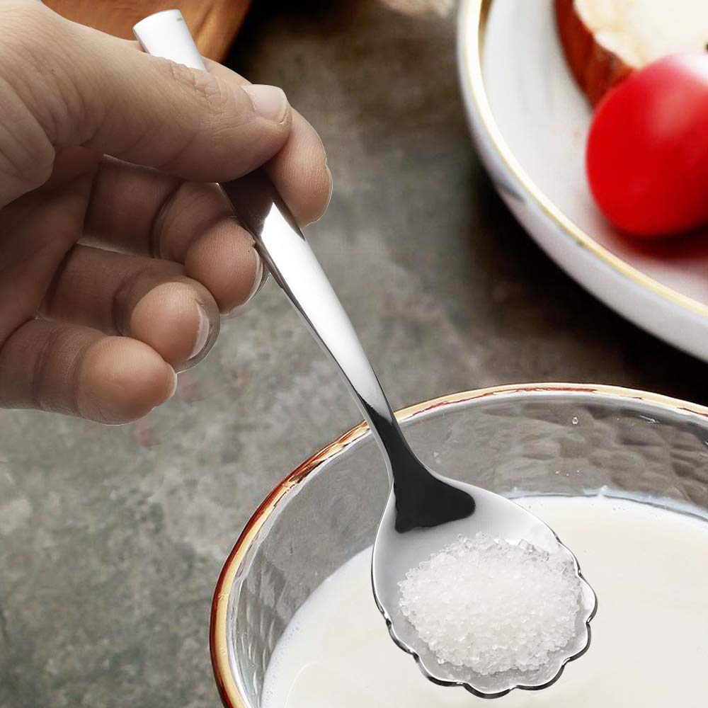 Xowine 12 Pieces Stainless Steel Shell Shape Sugar Spoon, Vintage Shell Shape Stir Spoons