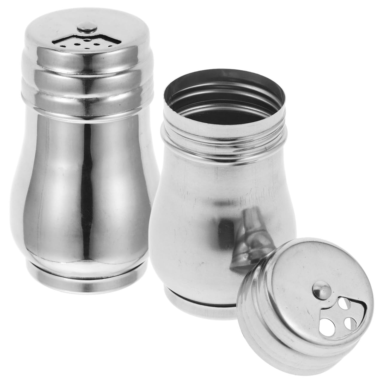 ELAYARD 2Pcs Castor Travel Shakers Mini Spice Jars Travel Salt Container Metal Salt ShakerSalt and Sugar ShakersTravelSaltShaker Mini Stainless Steel Silver