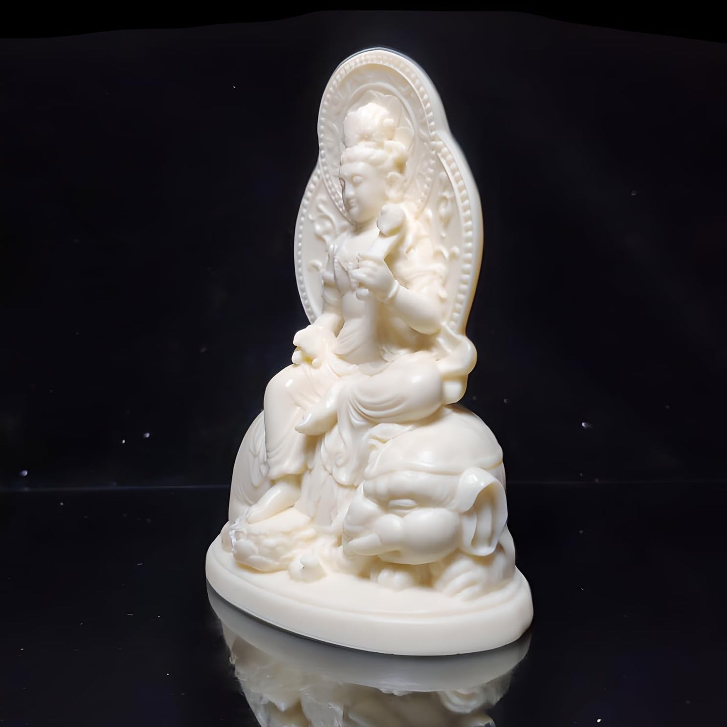 Hormsdar Ivory Fruit Samantha Bodhisattva Sculpture for Home Office Car Feng Shui Décor and Thoughtful Zen Ornamnt Gifting