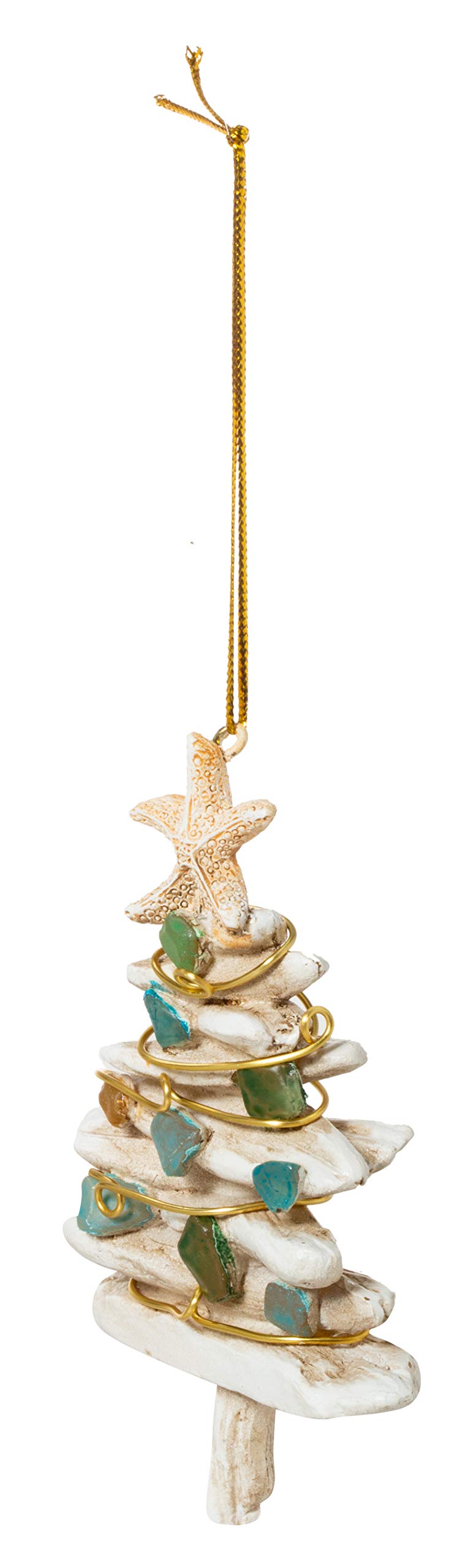 Cape Shore Driftwood and Sea Glass Christmas Tree Holiday Ornament