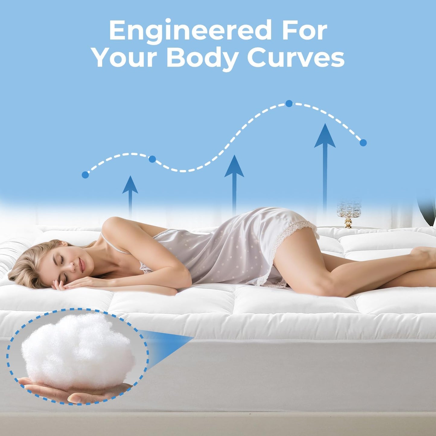 YUGYVOB Queen Mattress Topper -600GSM Extra Thick Cooling & Breathable Mattress Pad with Deep Pocket 8"-21" & Soft Down Alternative Filling, White