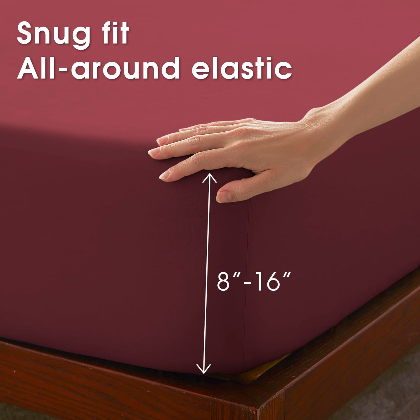 USXIBEI Queen Size 4 Piece Sheet Set - Comfy Breathable & Cooling Bed Sheets Set, Soft and Wrinkle Free, Deep Pockets, Easy & Secure Fit, Hotel Luxury Bedding - Oeko-Tex - Burgundy