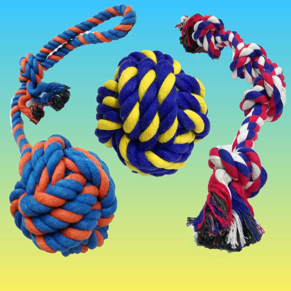 LARGE Dog Rope Toys (Extremely Durable and Strong) For Large And Medium Dog - EXTRA LARGE DOG TOYS For Aggressive CHEWERS - NEARLY INDESTRUCTIBLE - Sturdy Rope - Tug Of War Rope for Teething (5PCS)