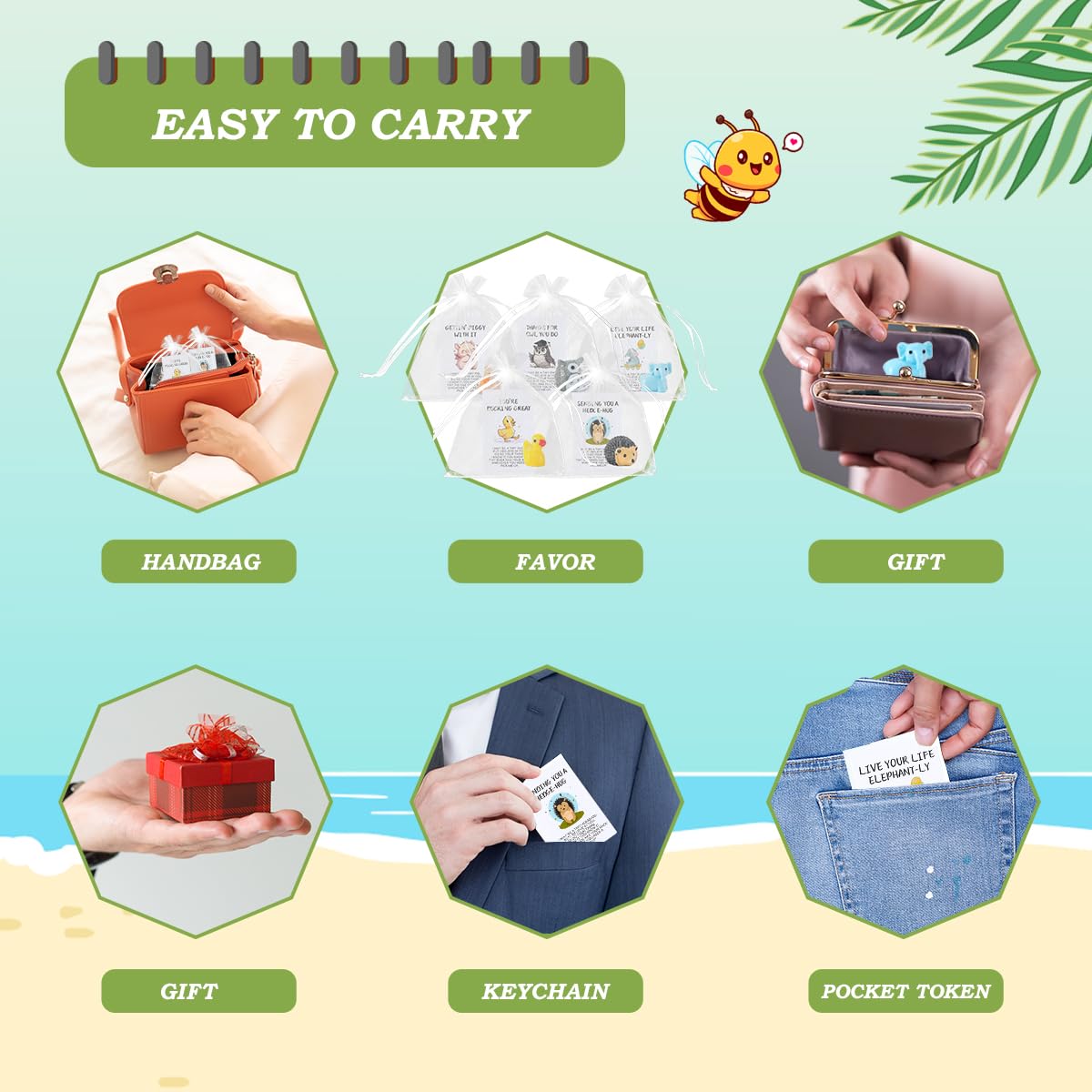 BHHQHH 60 Sets Inspirational Animal Pun Note Cards,Employee Appreciation Gifts Bulk for Coworkers Thank You Staff Gift,Funny Resin Animal Greeting Note Cards for Office Pocket Favor