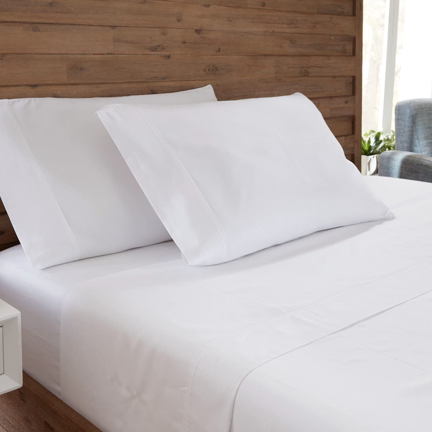 GhostBed Twin Cooling Supima Cotton and Tencel Luxury Sheet Set - Wrinkle Resistant with Deep Pockets, 3 Piece, White