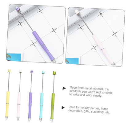 UKCOCO 5pcs Metal Ballpoint Pens Set, Multi-color Pastel Craft Writing Pens for Office, School, DIY Bead Stringing, Household Daily Use