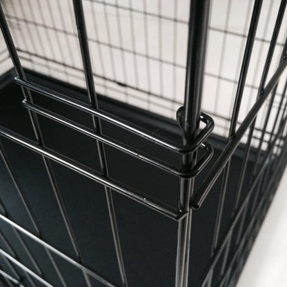 FoxHunter 30" 30 Inch Pet Dog Puppy Cat Training Cage Crate Carrier Metal Folding With TWO Doors and Tray Medium Black New FH-PT03