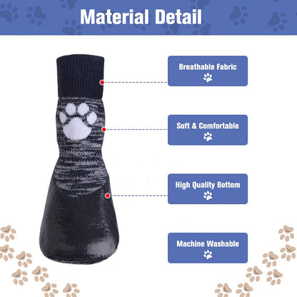 HOMIMP Dog Socks Anti Slip with Straps Traction Control Waterproof Paw Protector,L