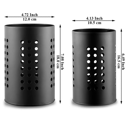 Evanda Kitchen Utensils Holder for Countertop Pack of 2, Stainless Steel Black Utensils Caddy, Farmhouse Stylish Organizer and Kitchen Decor Utensil Crock, Gift for New House New Apartment