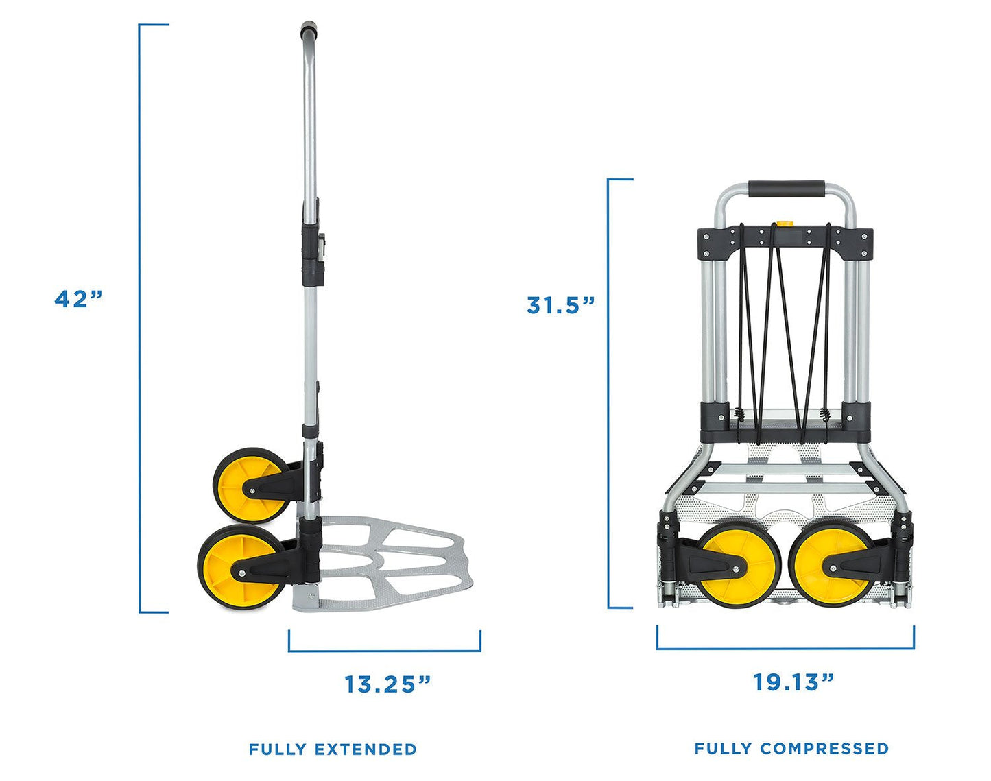 Mount-It! Folding Hand Truck and Personal Dolly, Aluminum Trolley, Heavy Duty 264 Lb Capacity Cart, Dolly Cart with Wheels of Durable Rubber, Soft Grip Telescoping Handle for Indoor Outdoor, Foldable