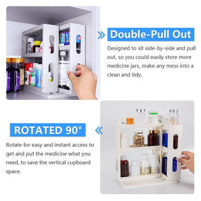 Dutiplus Medicine Organizer 3-Tier Shelves Cabinet Storage Rack Organizer for Holding Vitamins, Supplements, Cosmetics 10.82" H x 5.82" W x 10.43" D (Creamy White)