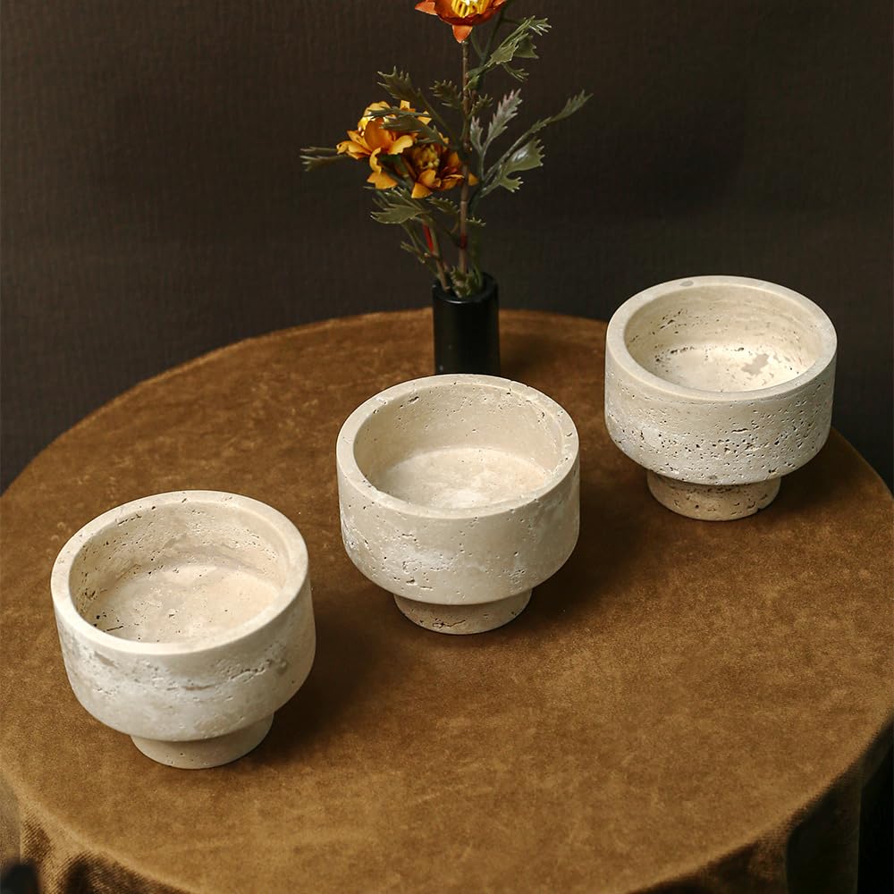 Elegant Italian Travertine Tealight Holders, Luxurious Votive Candle Holders for Home Decor, Natural Stone Pillar Candle Holder for Table Centerpieces, Elegant Wedding Dinner Party Table Decor