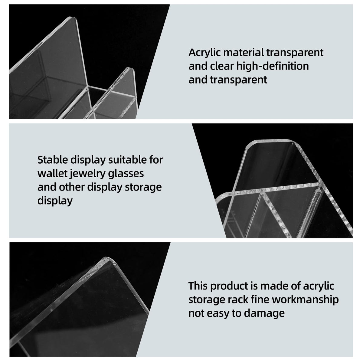 Acrylic Wallet Display Stand Purse Handbag Organizer, Clear Jewelry Riser Display Stand Purse Display Rack, Acrylic Display Shelf for Cosmetic Perfume Jewelry Sunglasses Handbag (2 PCS-6 Tier)