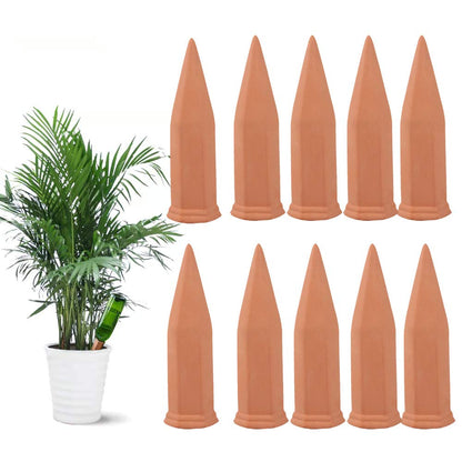 WUJUN Plant Watering Stakes10 Pack Automatic Plant Waterers for Vacations, Plant Watering Devices Terracotta Self Watering Spikes for Wine Bottles Great Plant for Indoor & Outdoor Plants