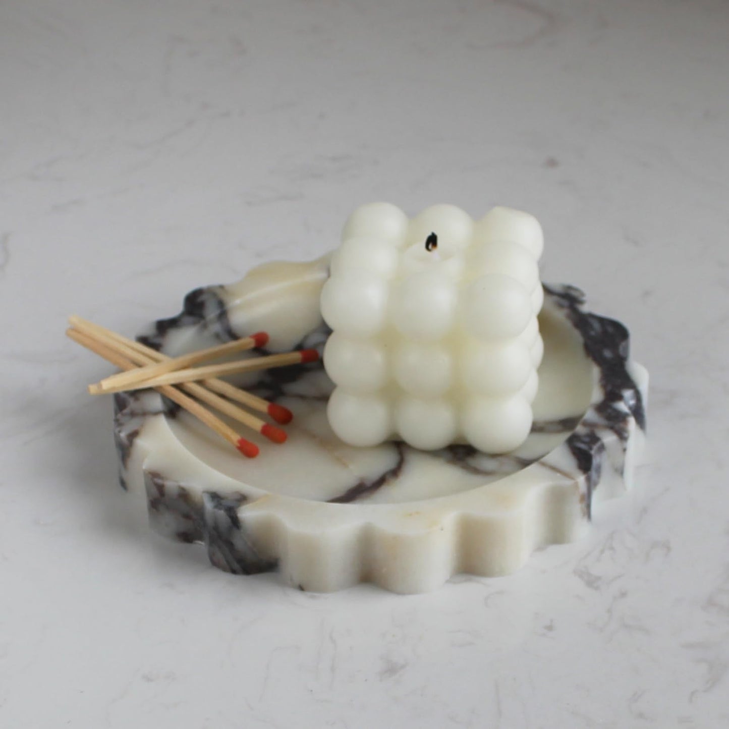 Natural Small Calacatta Viola Marble Scallop Edge Tray 6.3", Marble Jewelry Dish, Trinket Tray for Women Gift
