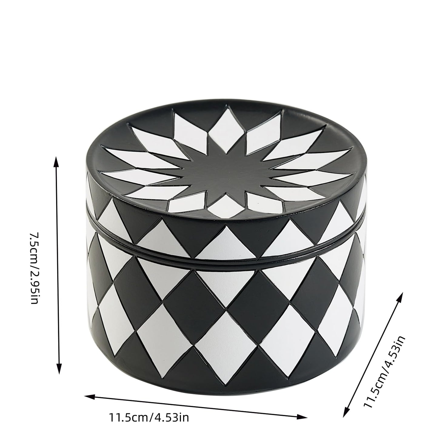 Cmrweio Decorative Storage Box with Lid, Black and white checkerboard Jewelry Box, Modern Round Decorative Box for Dresser, Coffee Table, Entryway Ideal for Jewelry, Trinkets And Small Accessories