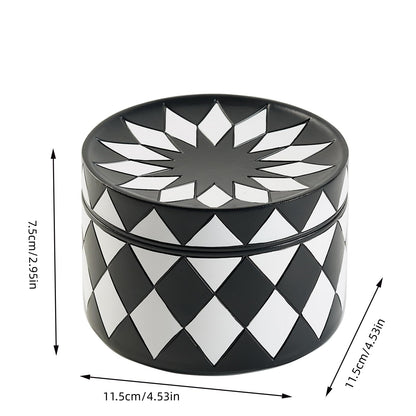 Cmrweio Decorative Storage Box with Lid, Black and white checkerboard Jewelry Box, Modern Round Decorative Box for Dresser, Coffee Table, Entryway Ideal for Jewelry, Trinkets And Small Accessories
