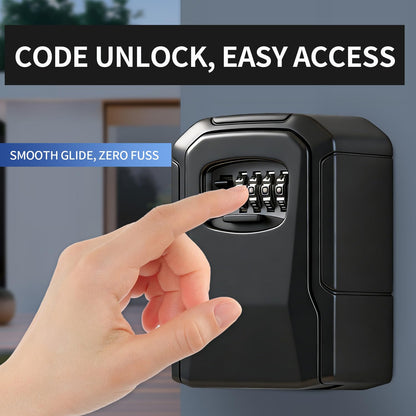 PYReek Lock Box, Key Lock Box Resettable Combination Lockbox Wall Mount Waterproof Security Safe Box for Outside Outdoor Home Office Door Handle House Key, Black