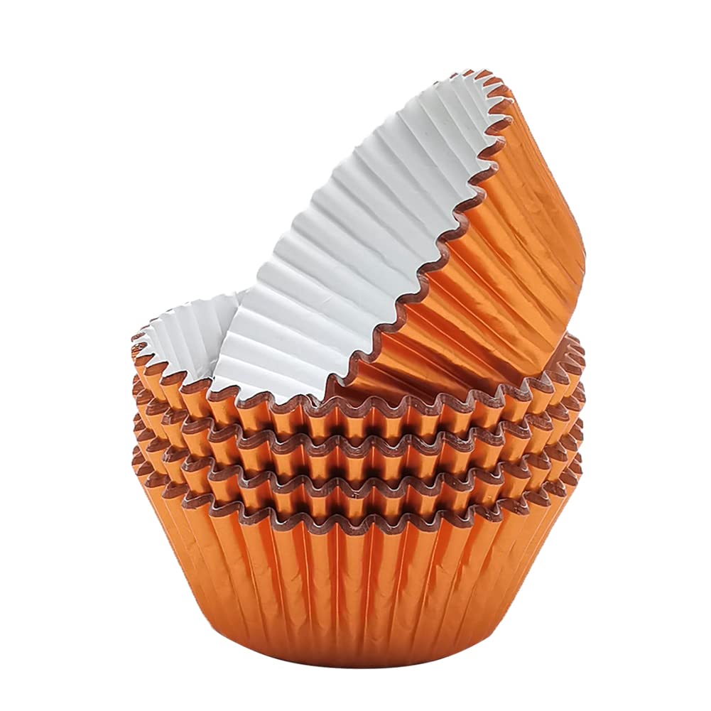 Mombake Standard Orange Foil Cupcake Liners Muffin Baking Cups for Party and More, 100-Count