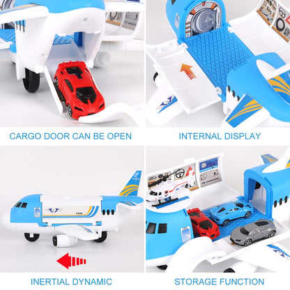 m zimoon Transport Airplane, Transport Cargo Plane Car Kids Toys Set with 4pcs Cars, 1pcs Helicopter Toy and 1pcs DIY Stickers Gift Toys for Boys Girls